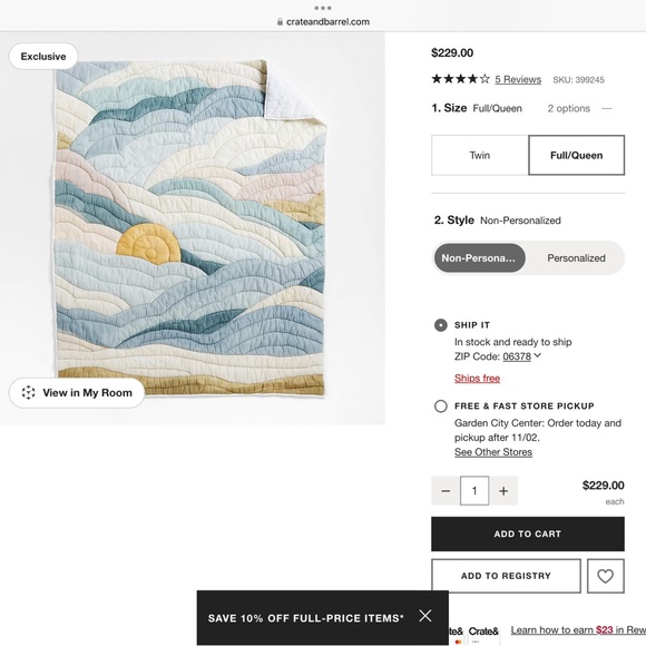 Crate&Barrel Multicolor Quilt Set - Picture 3 of 3